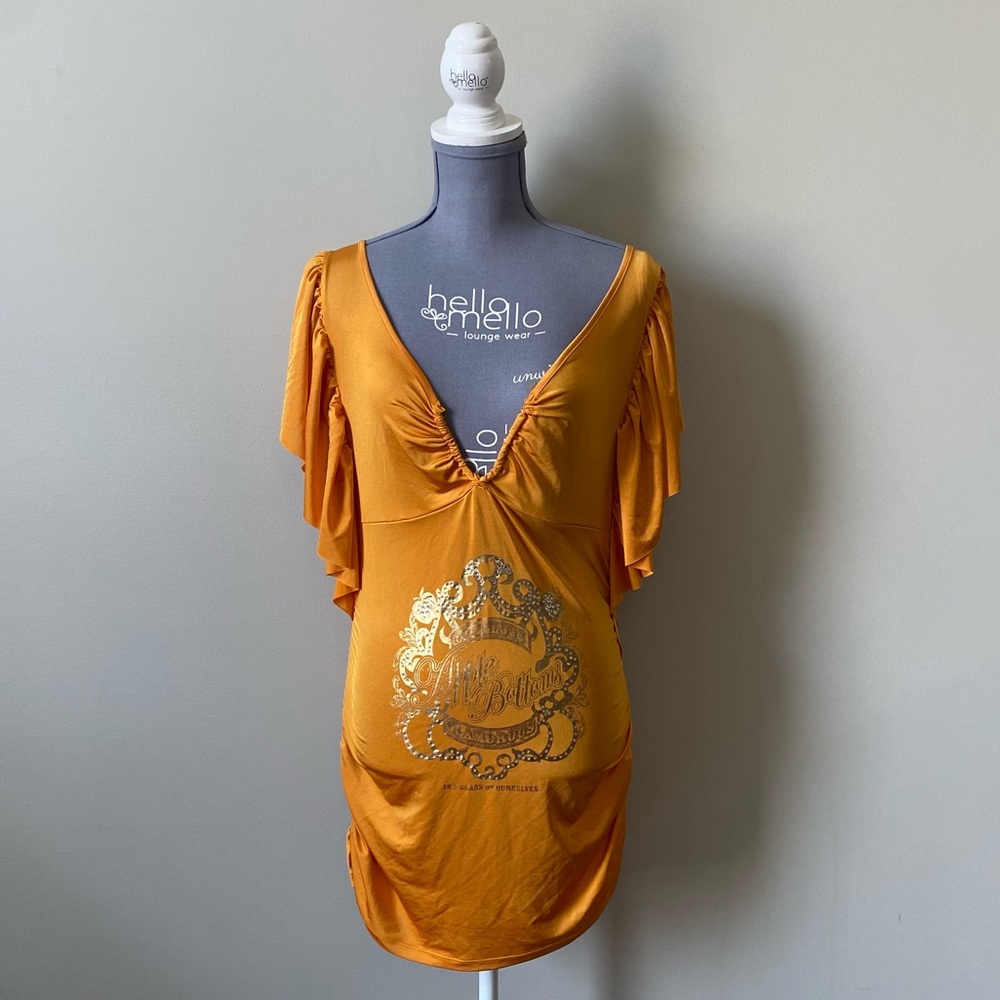 🌸 Apple Bottoms Orange Mini Dress with Gold Accents